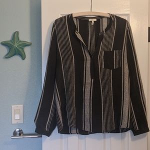 Joie black and white silk blouse M